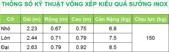 Bộ Võng Xếp INOX - Cỡ Đại
