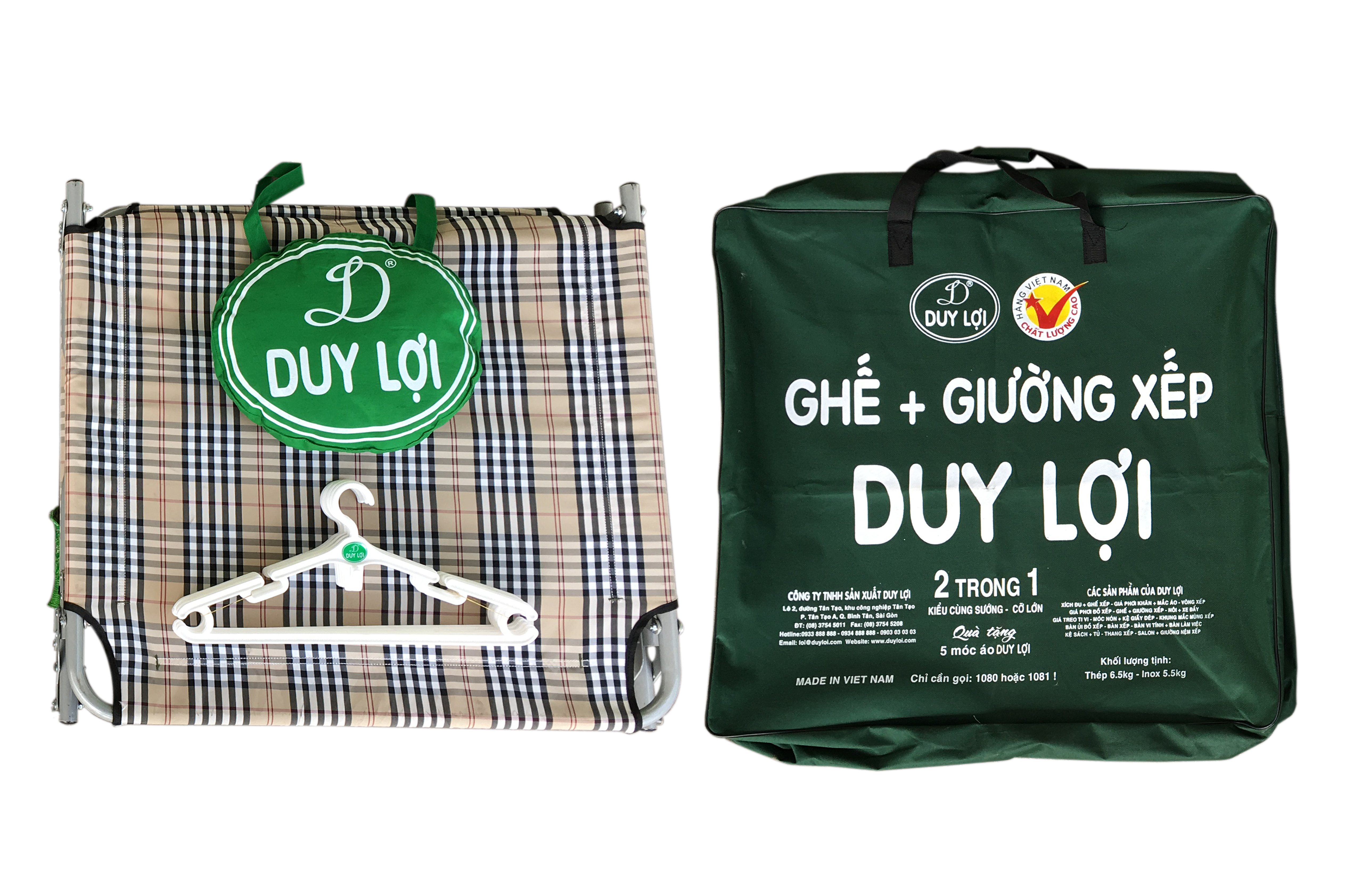 Giường Ghế Xếp Kiểu Cùng Sướng - THÉP Chân Dài